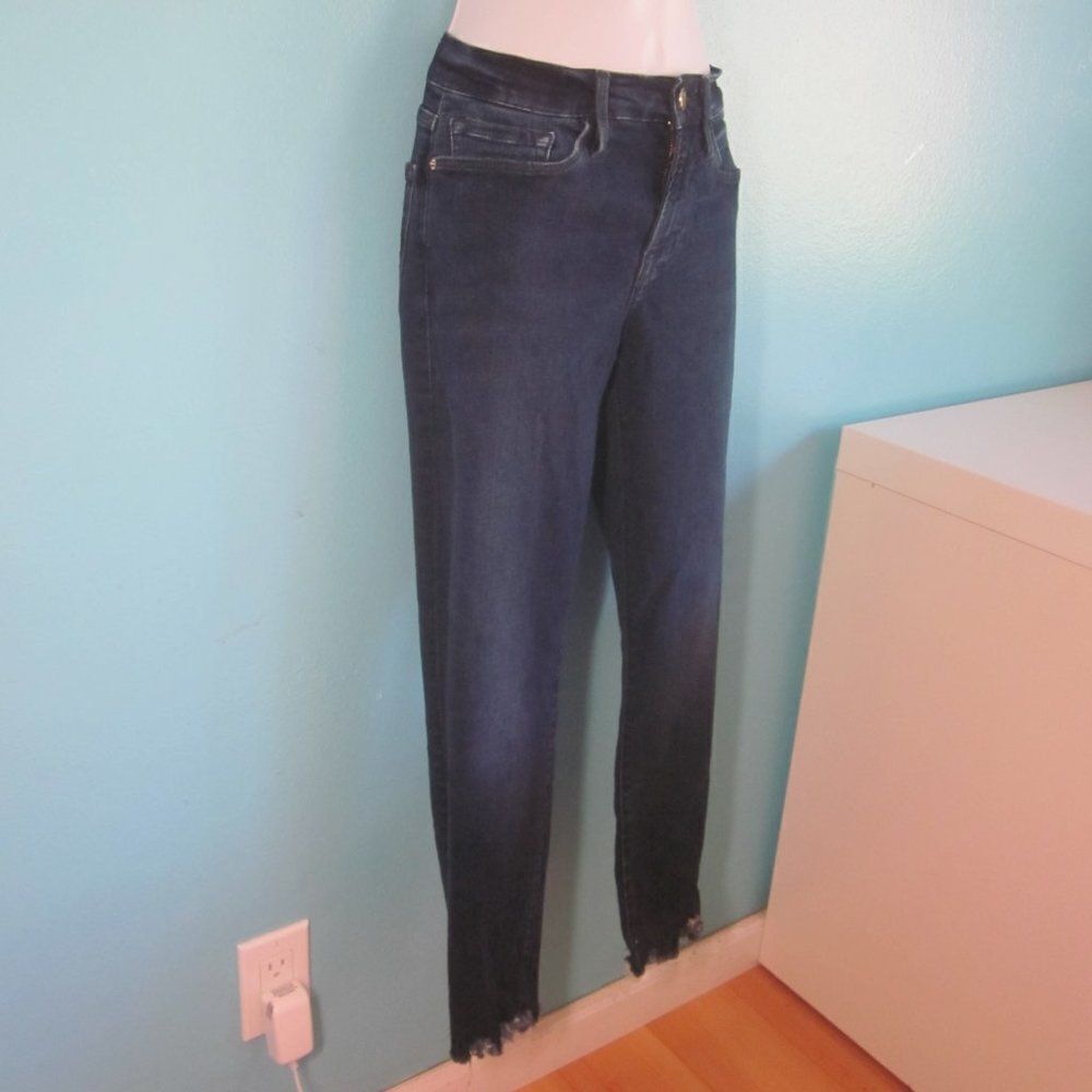 Frame Denim 28 Le Skinny De Jeanne Classic Mid Rise Skinny Frayed Tapered Hem